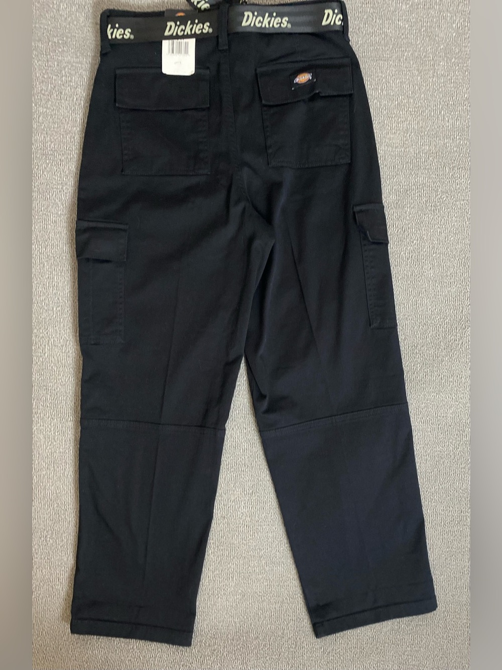 Dickies Women’s Relaxed Fit Cropped Black Utility Cargo Pants with Logo Belt - Picture 2 of 6